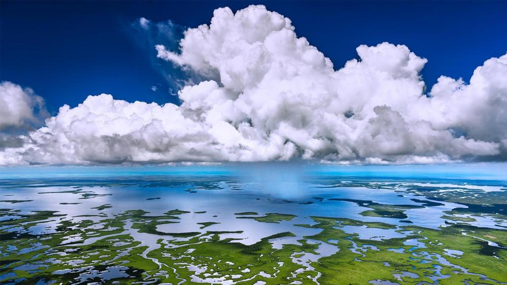 Everglades Expanse Under Majestic Clouds wallpaper