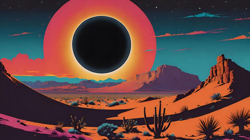 Desert Eclipse in a Distant World wallpaper