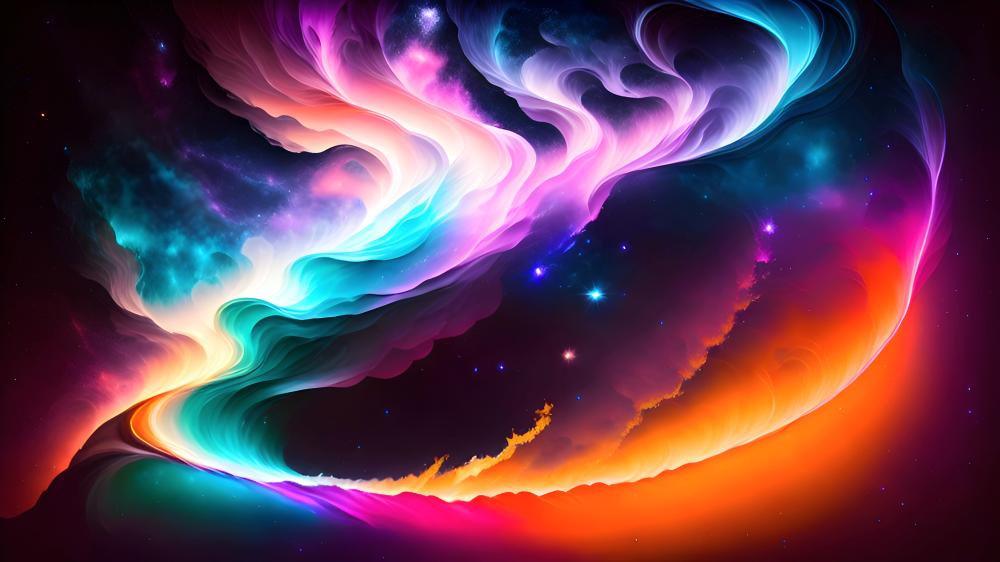 Cosmic Dance of Colorful Nebula Swirls wallpaper
