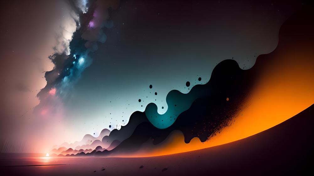 Cosmic Waves at Night's Edge wallpaper