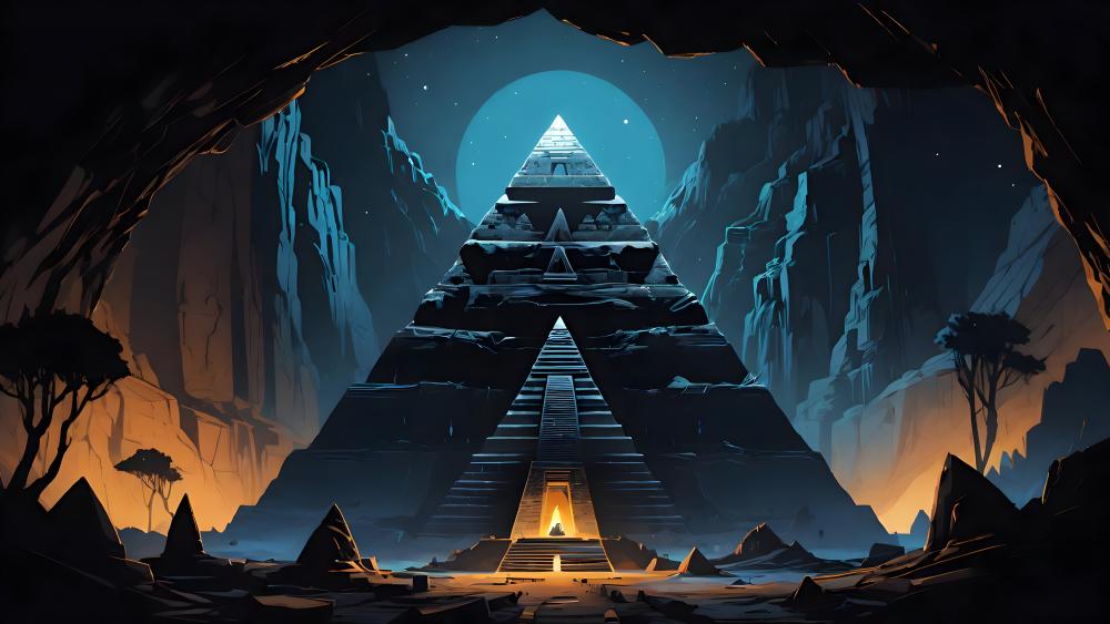 Ancient Pyramid at Night wallpaper