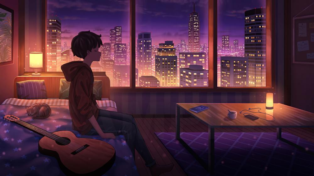 Serene Night of Melodies in the City wallpaper