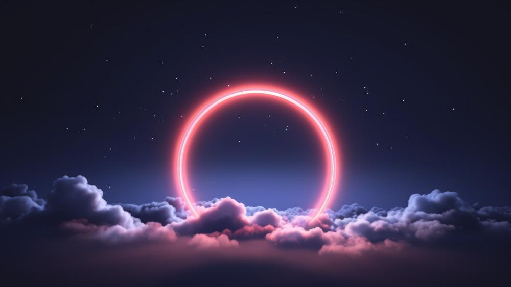 Neon Halo Above Clouds wallpaper