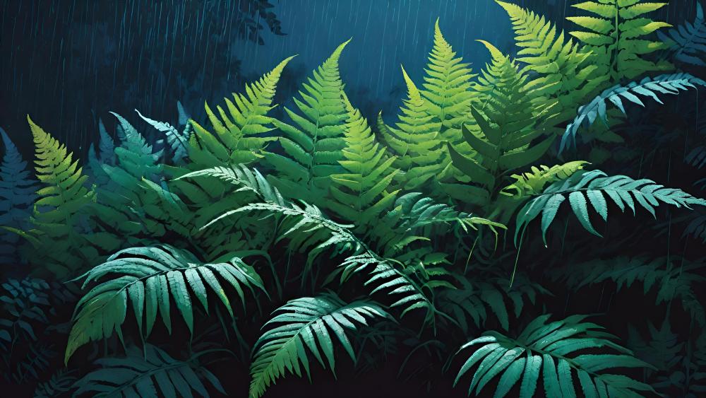 Mystical Rainforest Under Moonlit Showers wallpaper