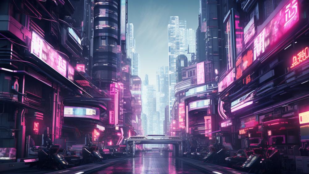 Neon Depths of the Futuristic Metropolis wallpaper