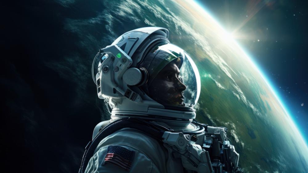 Astronaut Adrift in Cosmic Serenity wallpaper