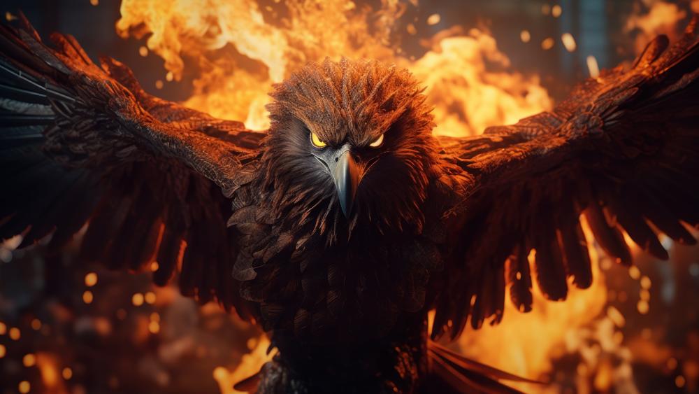 Majestic Phoenix in Fiery Resurgence wallpaper