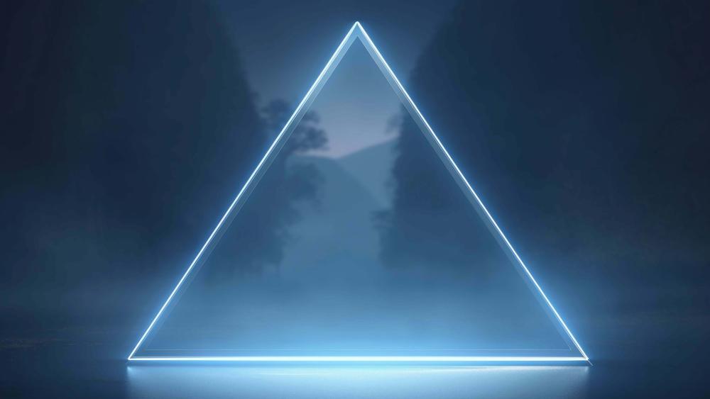 Luminous Neon Triangle in Misty Ambiance wallpaper