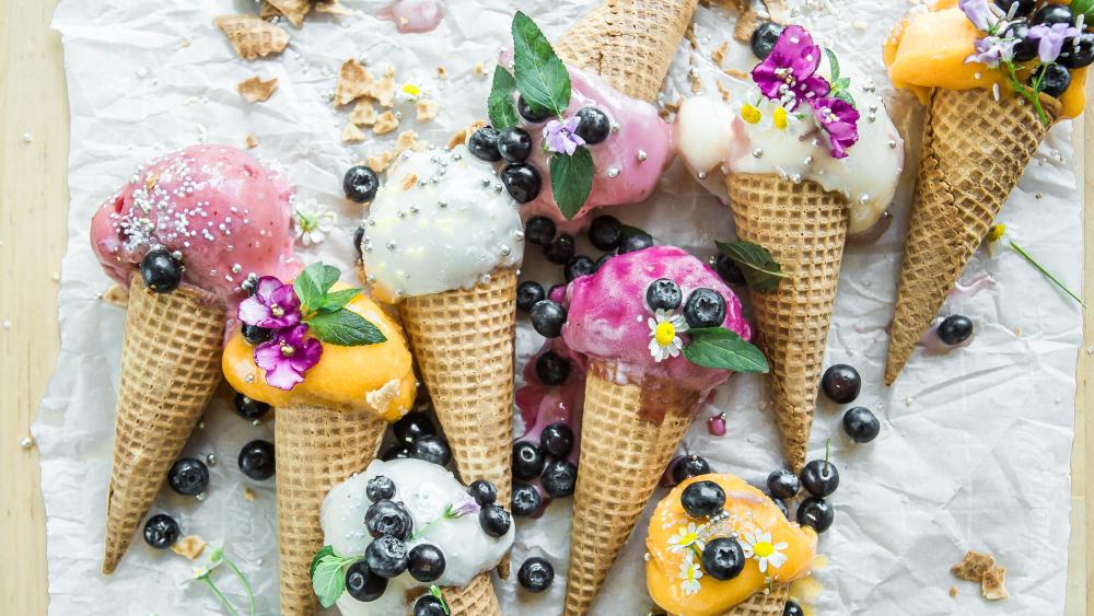 Summertime Bliss with Colorful Ice Cream Cones wallpaper