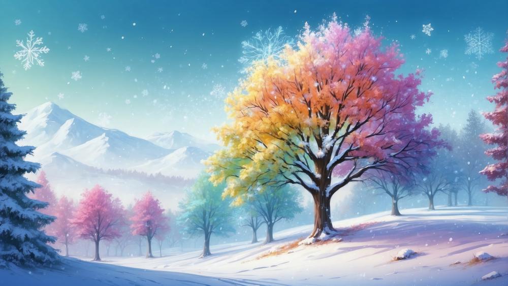 Vibrant Winter Solitude wallpaper