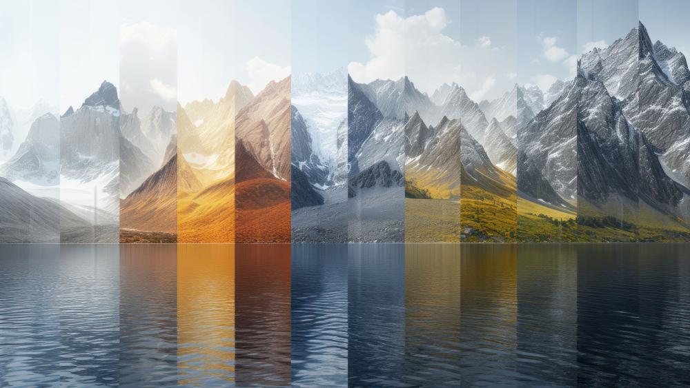 Four Seasons of Splendor at a Mountain Lake wallpaper