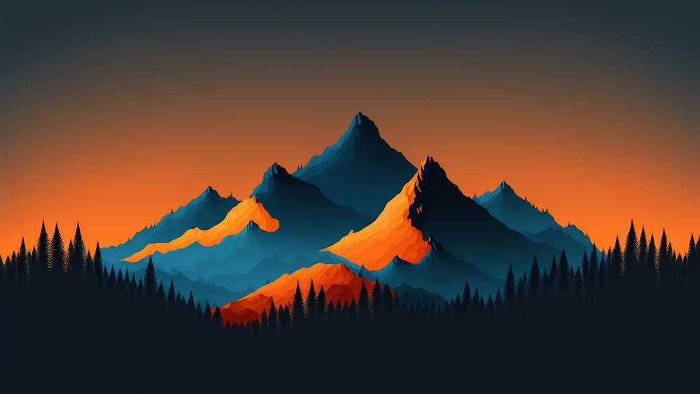 Dusk Over Minimalist Mountain Peaks wallpaper