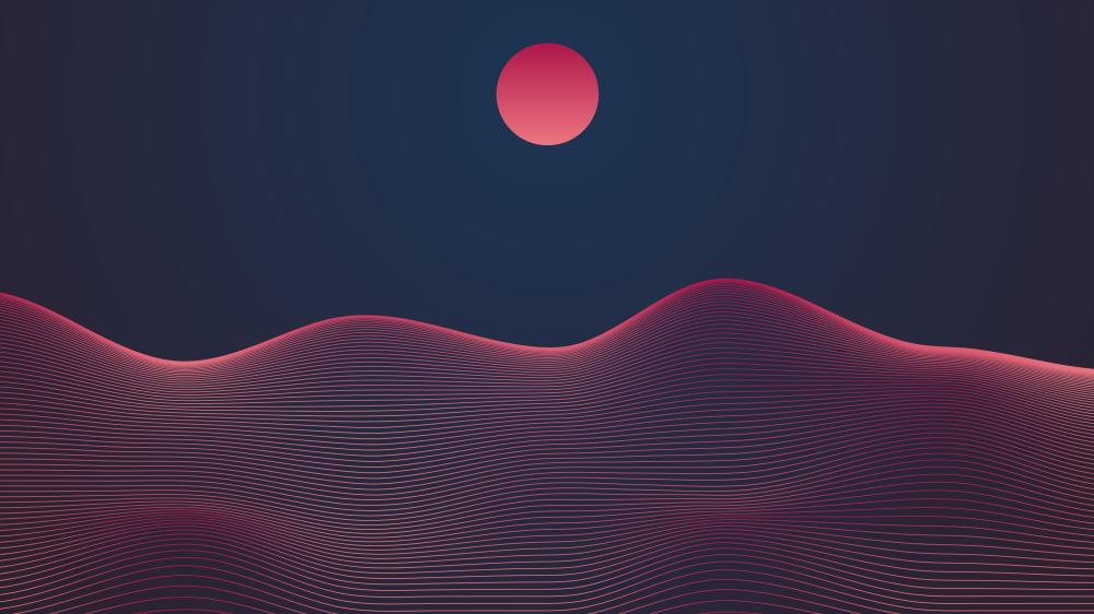 Crimson Sun Over Serene Dune Waves wallpaper