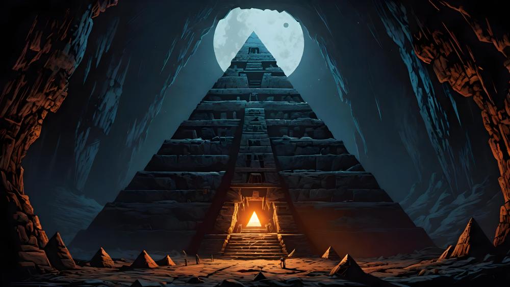 Mystical Moonlit Pyramid at Midnight wallpaper
