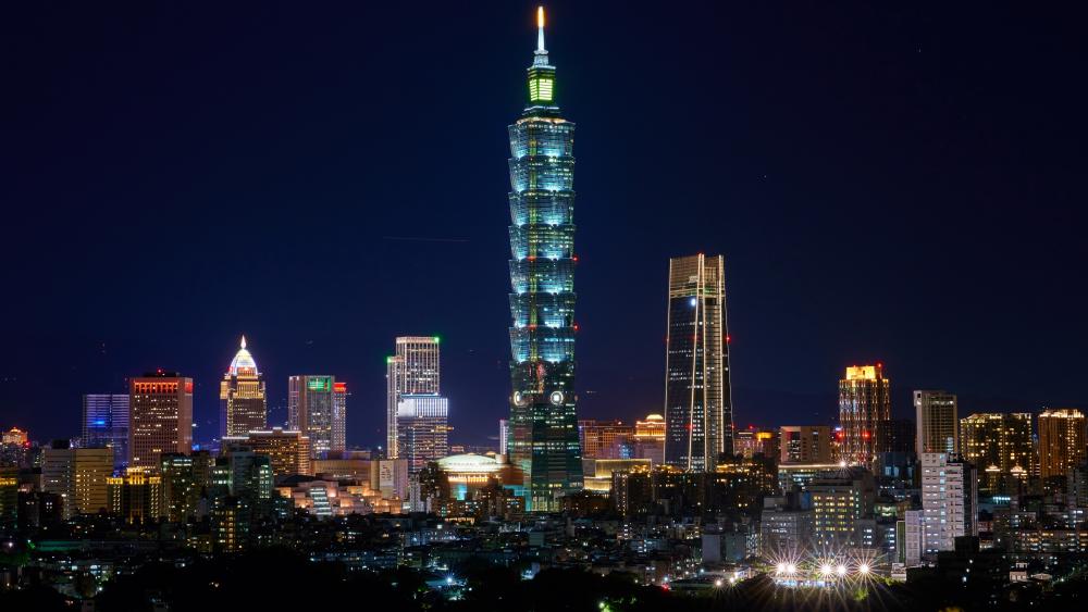 Taipei 101 Illuminates the Night Sky wallpaper