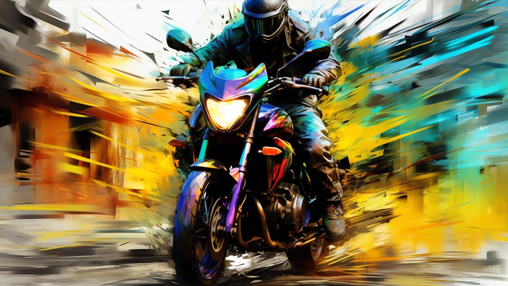 High-Speed Urban Motorcycle Rush wallpaper
