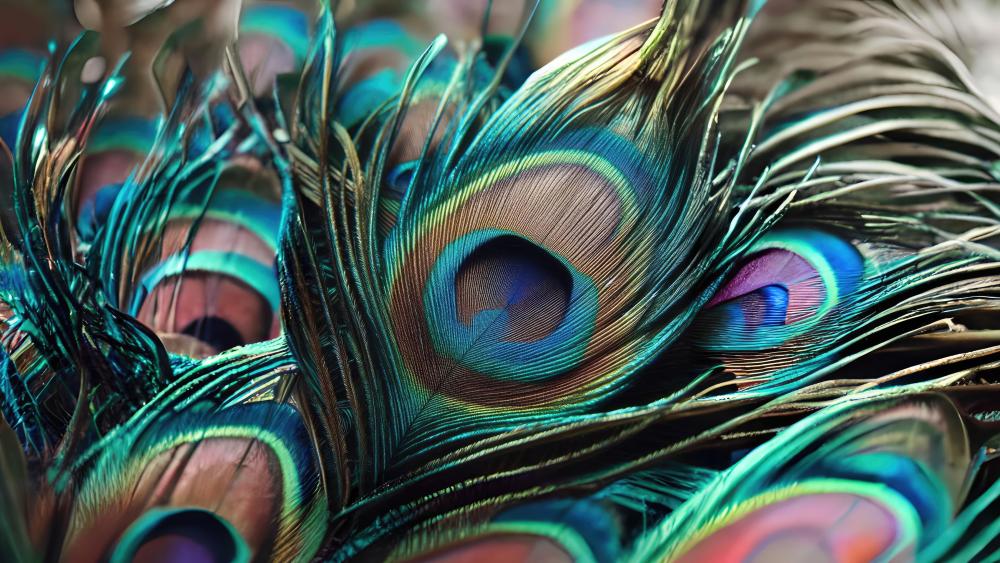 Peacock feathers - Closeup wallpaper