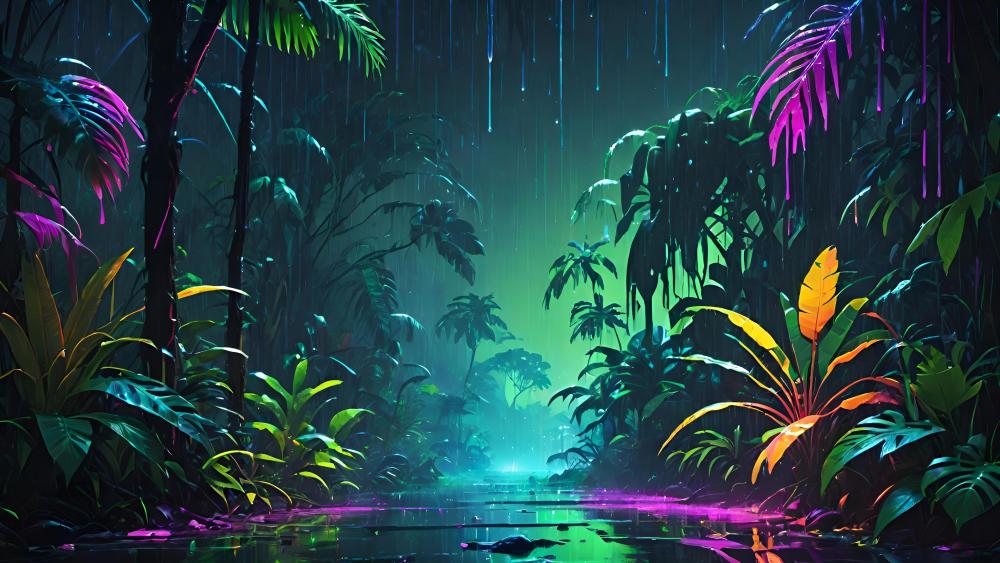 Neon Jungle Rainfall wallpaper