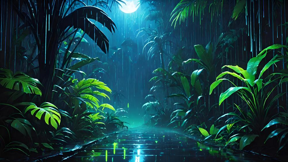 Moonlit Rainforest wallpaper