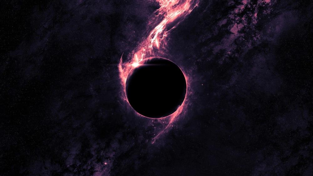 Mysterious Black Hole Illuminated in Purple Hues wallpaper