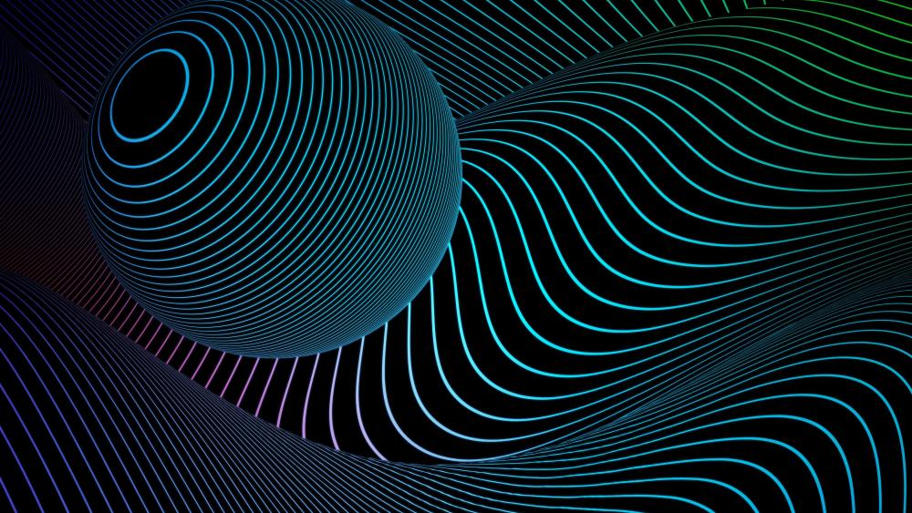 Vibrant Neon Waves in 3D wallpaper