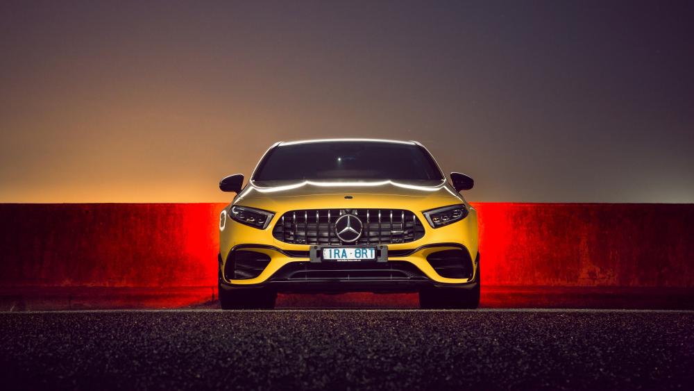 Mercedes-Benz AMG A45 in Dramatic Sunset Glow wallpaper