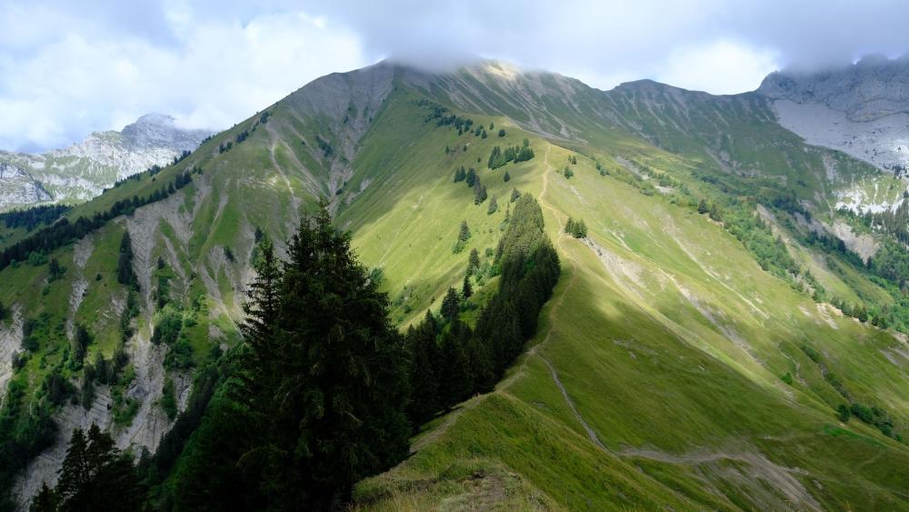 Majestic Green Slopes of Pointe de Chaurionde wallpaper