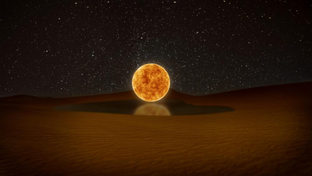 Glowing Orb in a Starlit Desert Night wallpaper