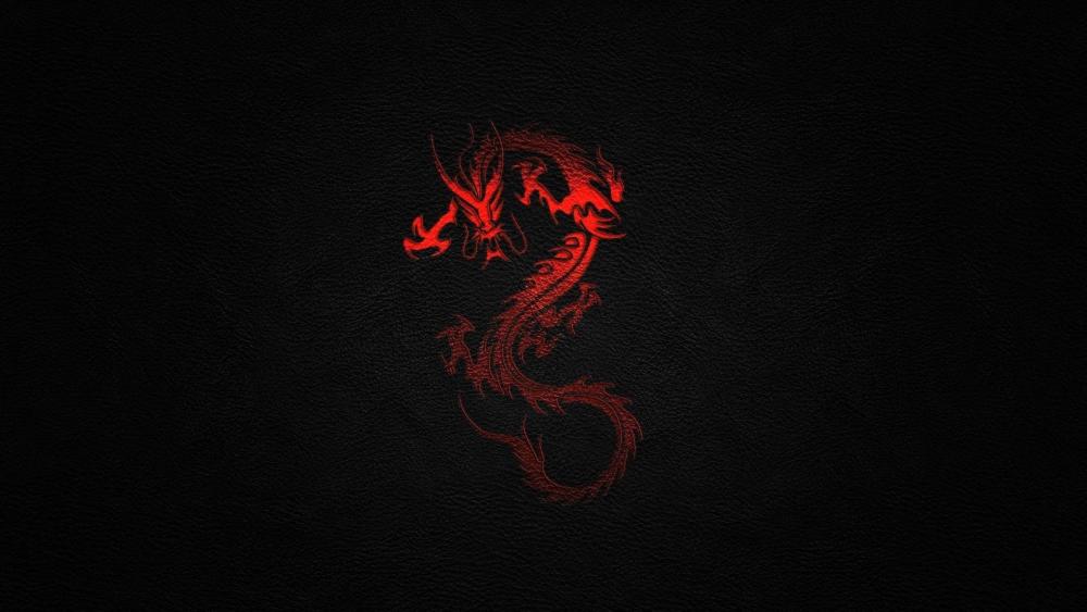 Fiery Dragon Emblem on Dark Leather wallpaper