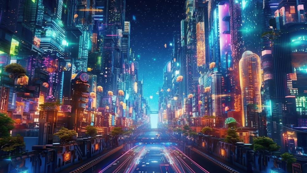 Neon Metropolis at Night wallpaper