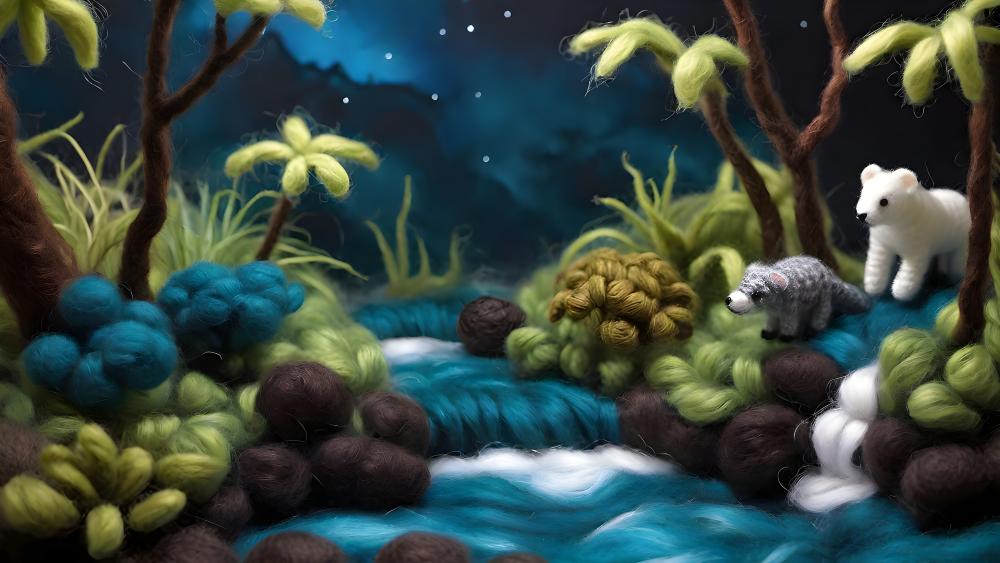 Enchanted Woolen Forest by Moonlight wallpaper
