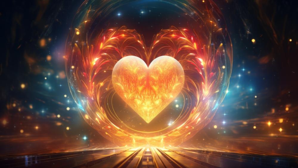 Glowing Heart of Passion in Amber wallpaper