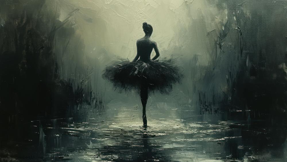 Ethereal Ballerina in a Monochrome Dreamscape wallpaper