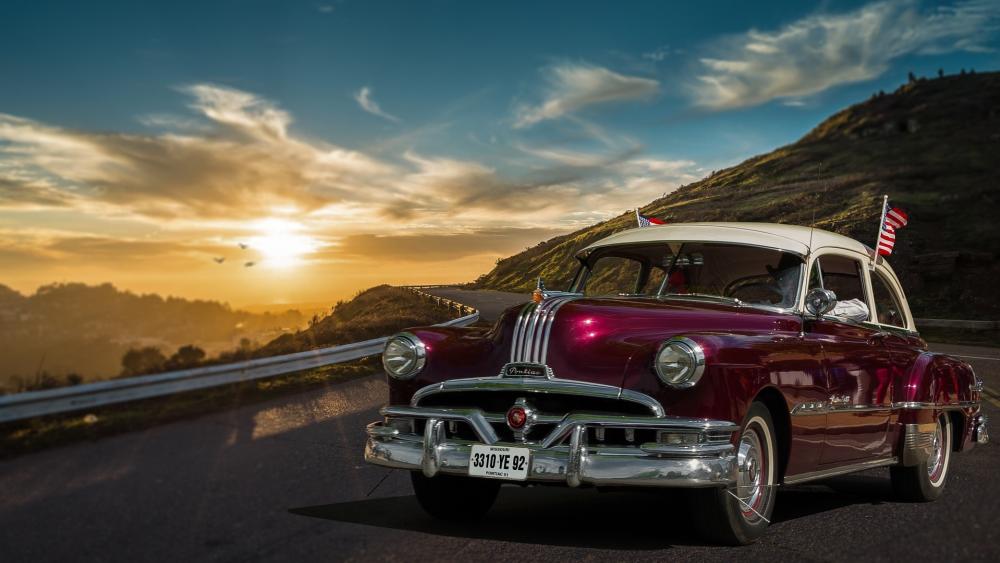 Classic Ford Vintage Car at Sunset Drive wallpaper