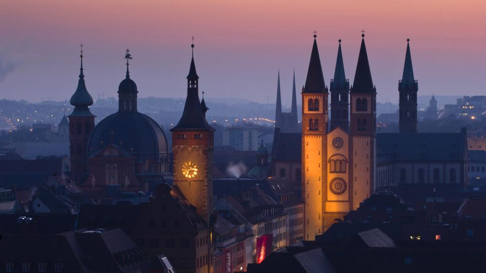 Sunset Over Würzburg Cathedral wallpaper