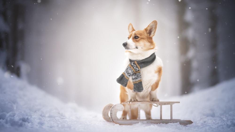 Winter Adventure with a Stylish Corgi wallpaper