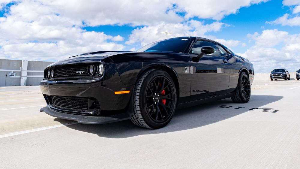 Black Dodge Challenger SRT Hellcat in 4K wallpaper