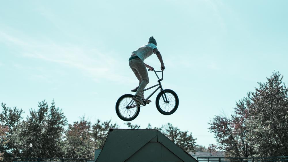 BMX High Flyer Captured Mid-Air wallpaper