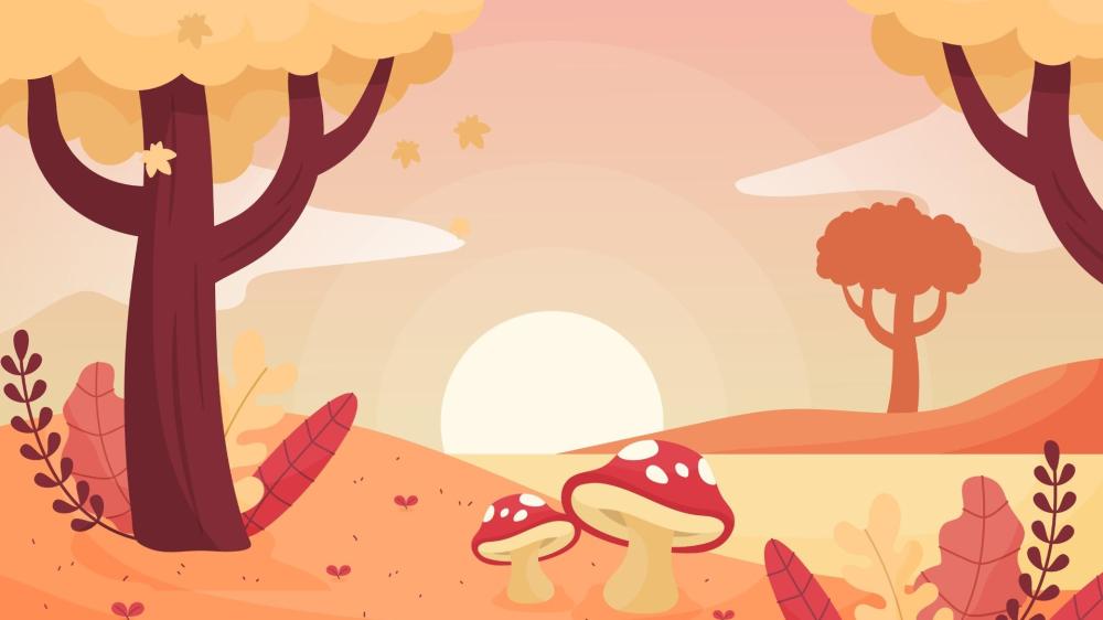 Autumn in the Enchanted Mushroom Grove wallpaper
