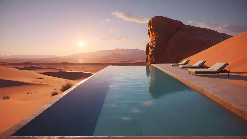 Desert Oasis Pool Serenity wallpaper