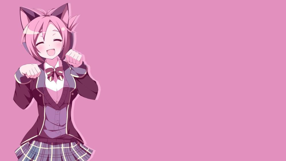Catgirl Cheer and Bright Pink Vibes wallpaper