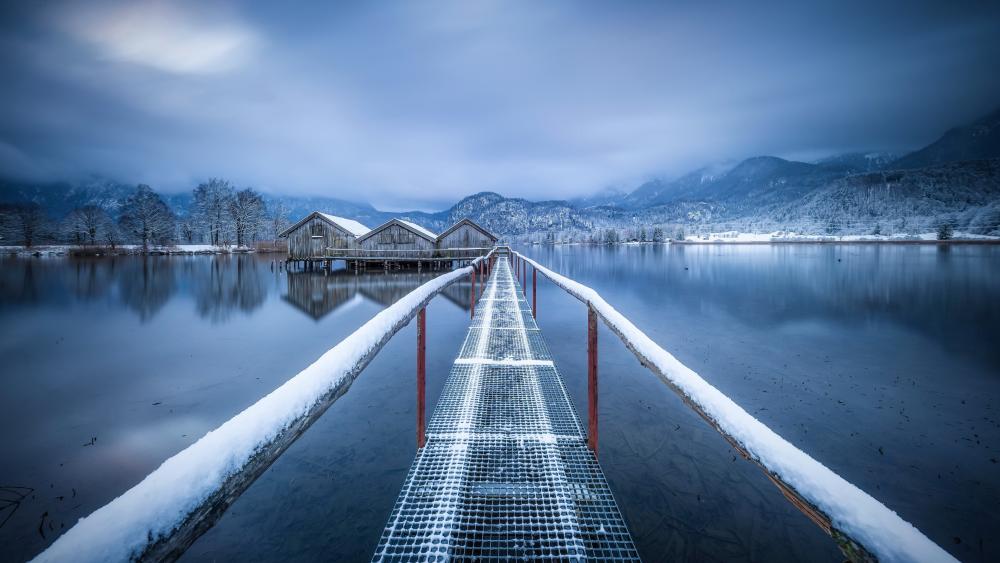 Winter Serenity at Kochelsee Lake wallpaper