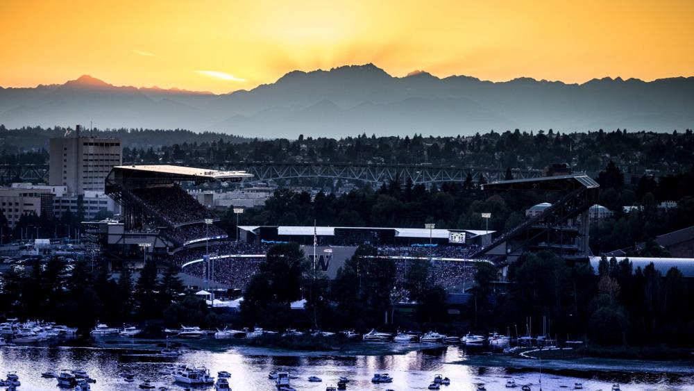 Sunset Over Husky Stadium wallpaper