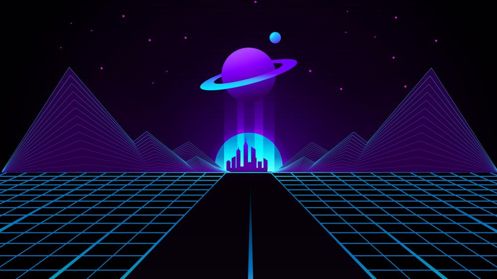 Space Odyssey in Neon Fantasy wallpaper