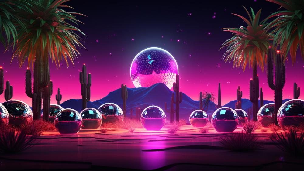 Neon Fantasy Desert Dreamscape wallpaper