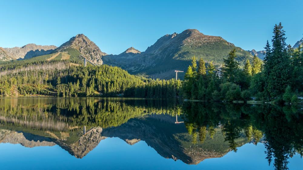 Tranquil Mountain Lake Panorama wallpaper