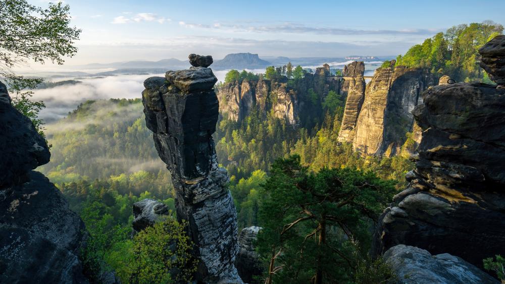 Majestic Rock Formations of Saxon Switzerland National Park wallpaper