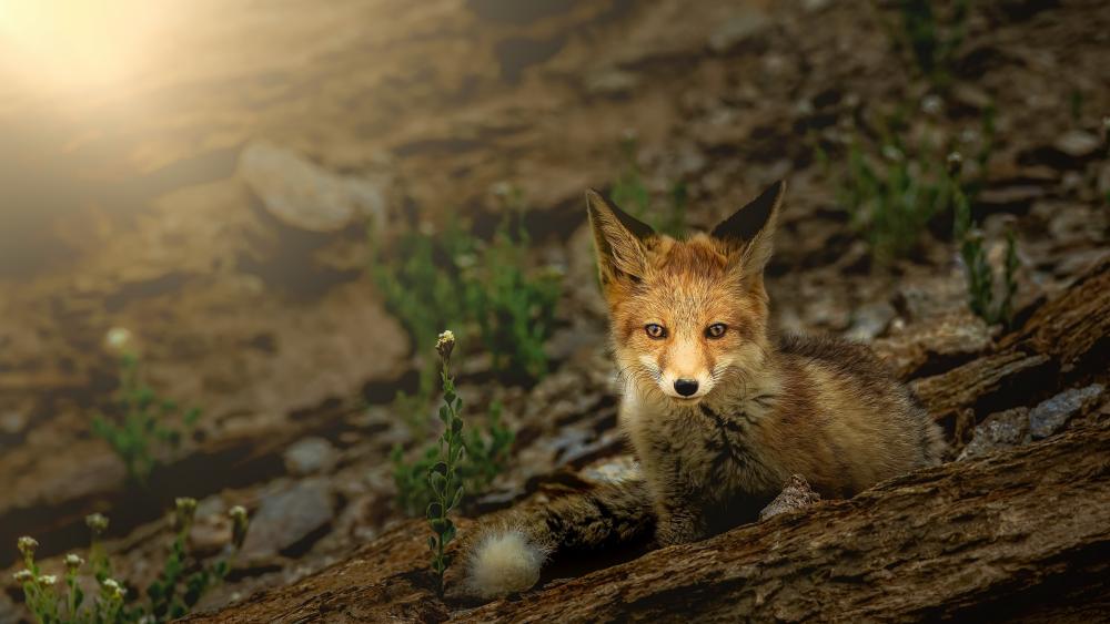 Sunlit Iberian Fox in 4K wallpaper