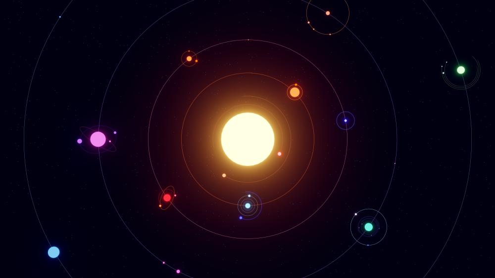 Planets Orbiting a Radiant Sun in 4K wallpaper