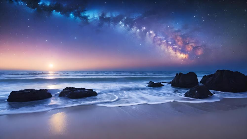 Starlit Coastal Serenity wallpaper